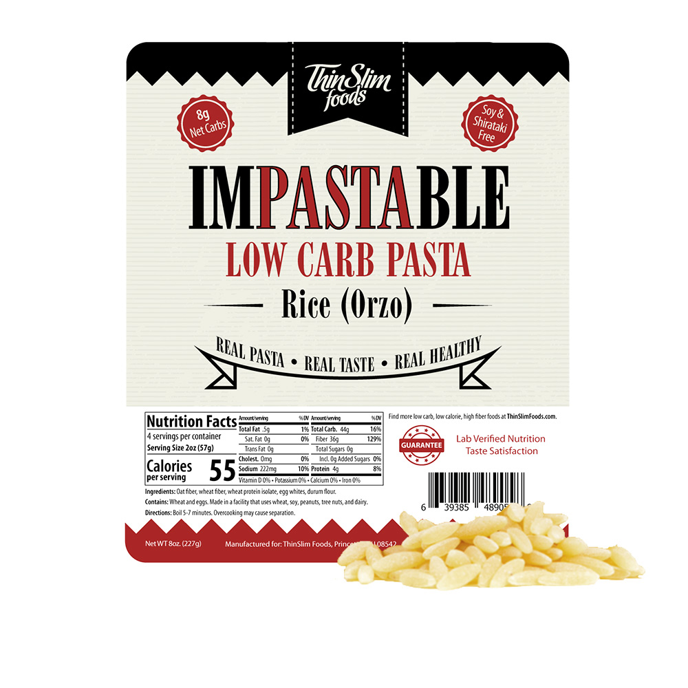 ThinSlim Foods Impastable Low Carb Pasta Rice (Orzo) - Click Image to Close