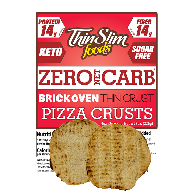 ThinSlim Foods Zero Net Carb Pizza Crust, Brick Oven Thin Crust 4oz 2pack - Click Image to Close