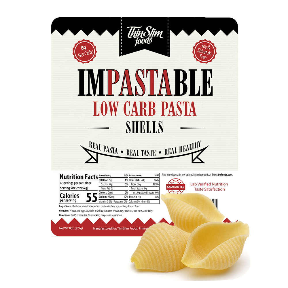 ThinSlim Foods Impastable Low Carb Pasta Shells - Click Image to Close