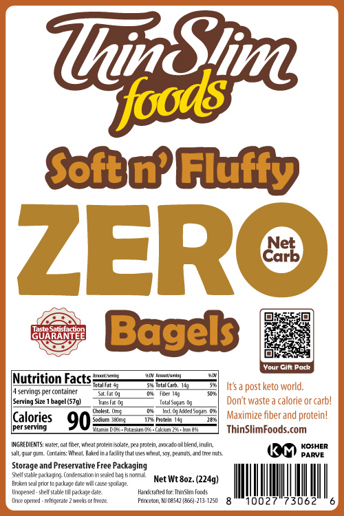 ThinSlim Foods Soft n' Fluffy ZERO Net Carb Bagels - Click Image to Close