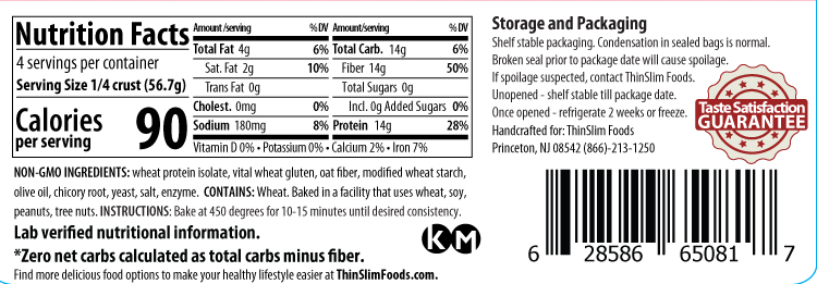 ThinSlim Foods Zero Net Carb Pizza Crust, 8oz Thick Crust - Click Image to Close