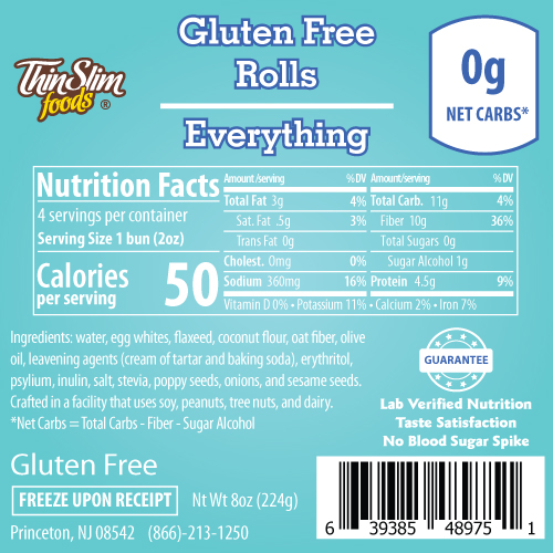 ThinSlim Foods Gluten Free Rolls Everything - Click Image to Close